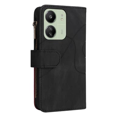 KT lompakkokotelo Xiaomi Redmi 13C:lle - musta-punainen