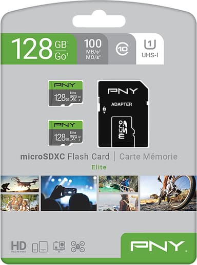 PNY Elite MicroSD muistikortti 128 GB (2 kpl)