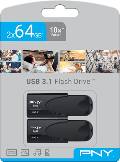 PNY Attache 4 USB 3.1 flash-muisti 64 GB (2 kpl)