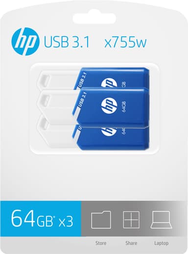 HP x755w USB 3.1 muistitikku 64 GB (3 kpl)