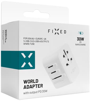 Fixed World 30 W  matka-adapteri (valkoinen)