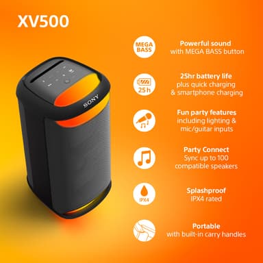 Sony SRS-XV500 langaton bilekaiutin (musta)