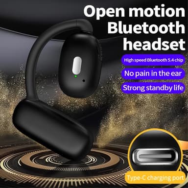 Single Ear Hook Headphone Bluetooth 5.4 -stereokuulokkeet - Musta