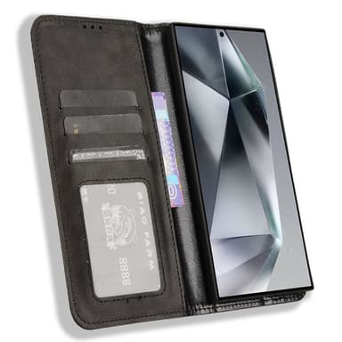 Lompakkoteline Käännettävä puhelinkotelo Samsung Galaxy S24 Ultra- musta