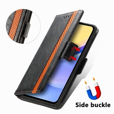 SKALO Samsung A15 5G CASENEO 002 Series Premium PU-nahkalompakko - Musta