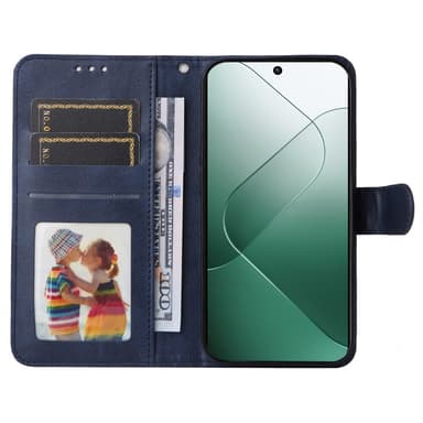 SKALO Xiaomi 14 5G PU-nahkainen Lompakkokotelo - Sininen