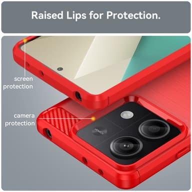 SKALO Xiaomi Redmi Note 13 5G Armor Carbon Iskunkestävä TPU suojakuori - Punainen