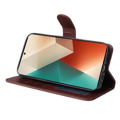 SKALO Xiaomi Redmi Note 13 5G PU-nahkainen Lompakkokotelo - Ruskea
