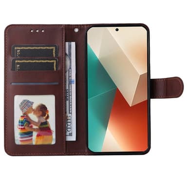 SKALO Xiaomi Redmi Note 13 5G PU-nahkainen Lompakkokotelo - Ruskea