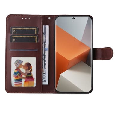 SKALO Xiaomi Redmi Note 13 Pro+ PU-nahkainen Lompakkokotelo - Ruskea