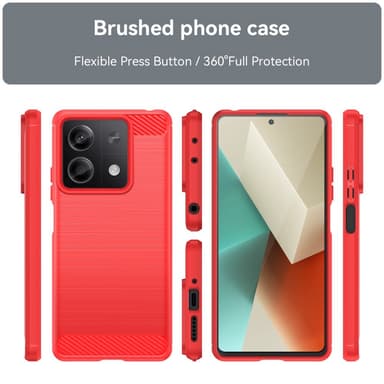 SKALO Xiaomi Redmi Note 13 5G Armor Carbon Iskunkestävä TPU suojakuori - Punainen