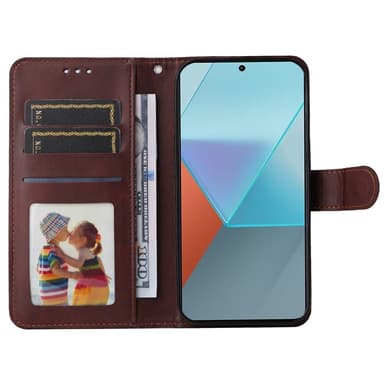 SKALO Xiaomi Redmi Note 13 Pro 5G PU-nahkainen Lompakkokotelo - Ruskea