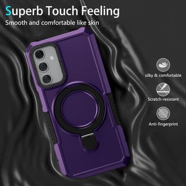 SKALO Samsung A15 5G Armor Hybridi metallirengas kuori - Tumman violetti