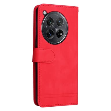 SKALO OnePlus 12R 5G Lompakkokotelo PU-nahkaa - Punainen
