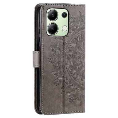 SKALO Xiaomi Redmi Note 13 4G Mandala lompakkokotelo - Harmaa
