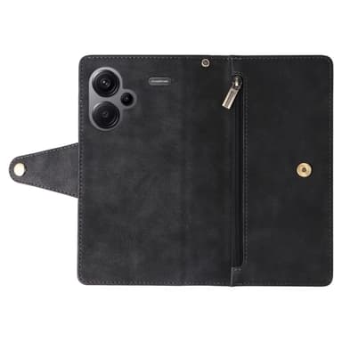 SKALO Xiaomi Redmi Note 13 Pro+ 10-lokeroa Lompakkokotelo - Musta