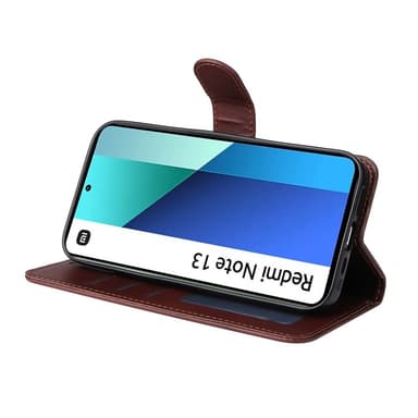SKALO Xiaomi Redmi Note 13 4G PU-nahkainen Lompakkokotelo - Ruskea