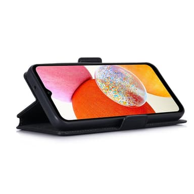 SKALO Samsung A25 5G MUXMA Saffiano PU-nahka Lompakkokotelo - Musta