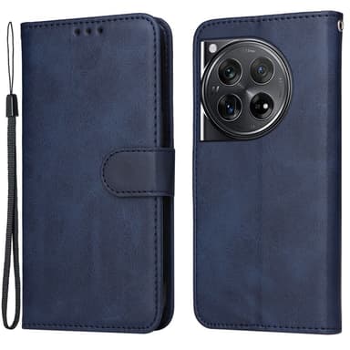 SKALO OnePlus 12 5G PU-nahkainen Lompakkokotelo - Sininen