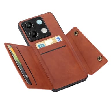 SKALO Xiaomi Redmi Note 13 Pro 5G PU-nahkainen Suojakuori Lompakolla - Ruskea