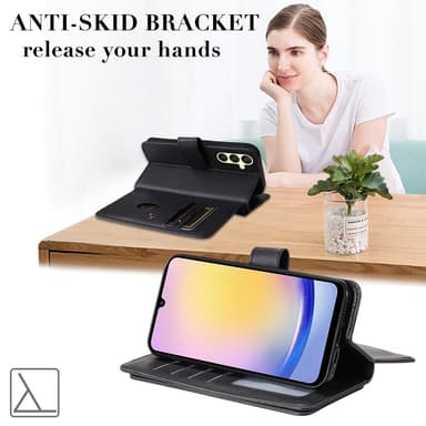 SKALO Samsung A25 5G 10-lokeroa Lompakkokotelo - Musta