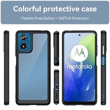 SKALO Motorola Moto G04 Iskunkestävä Clear Hybridi Suojakuori - Musta
