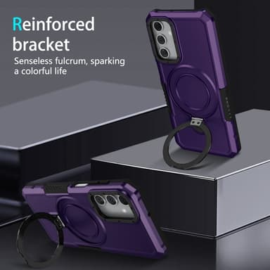 SKALO Samsung A15 5G Armor Hybridi metallirengas kuori - Tumman violetti