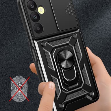 SKALO Samsung A25 5G Armor hybridi metallirengas kameran liukusäädin - Musta