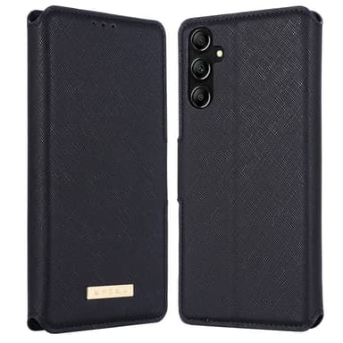SKALO Samsung A25 5G MUXMA Saffiano PU-nahka Lompakkokotelo - Musta