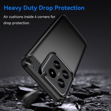 SKALO Xiaomi 14 5G Armor Carbon Iskunkestävä TPU suojakuori - Musta