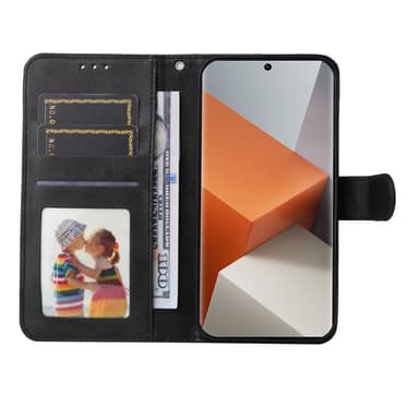 SKALO Xiaomi Redmi Note 13 Pro+ PU-nahkainen Lompakkokotelo - Musta