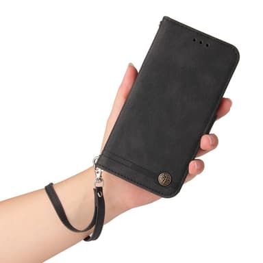 SKALO OnePlus 12R 5G Lompakkokotelo PU-nahkaa - Musta