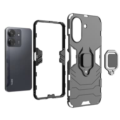 SKALO Xiaomi Redmi 13C 4G Armor Hybridi metallirengas kuori - Punainen