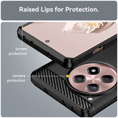 SKALO OnePlus 12R 5G Armor Carbon Iskunkestävä TPU suojakuori - Musta
