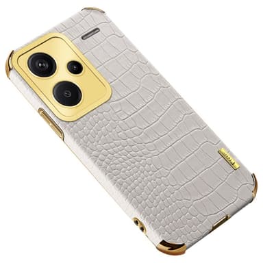 SKALO Xiaomi Redmi Note 13 Pro+ Krokotiili Kultainen Reuna Kuori - Valkoinen