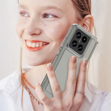 SKALO Xiaomi 14 5G Läpinäkyvä TPU Metal Buttons Suojakuori - Harmaa