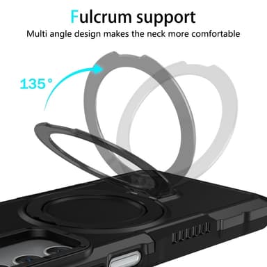 SKALO Samsung A15 5G Armor Hybridi metallirengas kuori - Musta