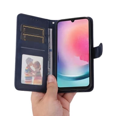 SKALO Samsung A25 5G PU-nahkainen Lompakkokotelo - Sininen