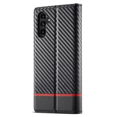 SKALO Samsung A15 5G LC.IMEEKE Carbon Fiber Lompakkokotelo PU-nahkaa - Musta