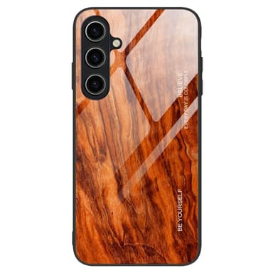 SKALO Samsung A15 5G Wood karkaistu lasi TPU-suojakuori - Oranssi