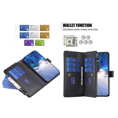SKALO Xiaomi Redmi Note 13 Pro 5G Big Wallet 11-lokeroa Lompakkokotelo - Musta