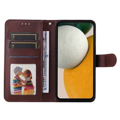 SKALO Samsung A15 5G PU-nahkainen Lompakkokotelo - Ruskea