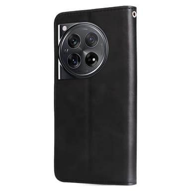 SKALO OnePlus 12 5G Lompakkokotelo PU-nahkaa vetoketjulla - Musta