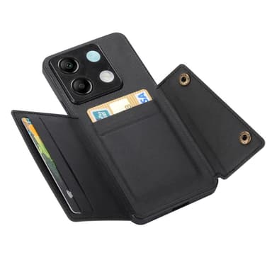 SKALO Xiaomi Redmi Note 13 Pro 5G PU-nahkainen Suojakuori Lompakolla - Musta