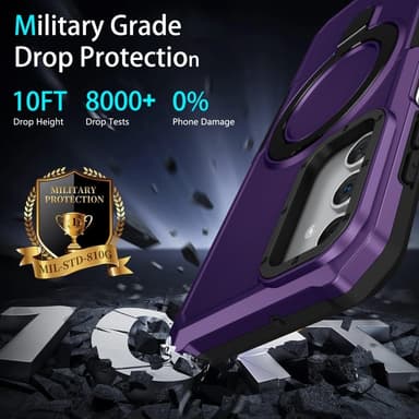 SKALO Samsung A15 5G Armor Hybridi metallirengas kuori - Tumman violetti