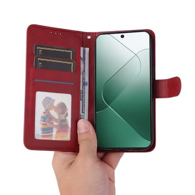 SKALO Xiaomi 14 5G PU-nahkainen Lompakkokotelo - Punainen