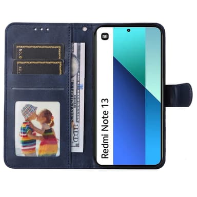 SKALO Xiaomi Redmi Note 13 4G PU-nahkainen Lompakkokotelo - Sininen