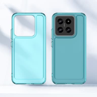 SKALO Xiaomi 14 5G Läpinäkyvä TPU Metal Buttons Suojakuori - Turkoosi