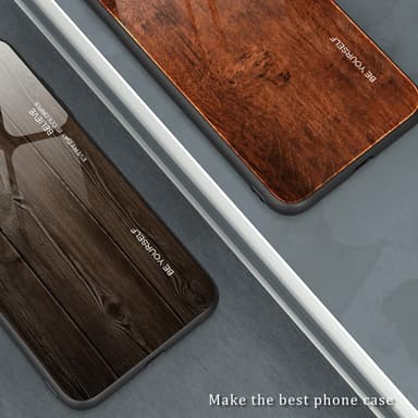 SKALO Samsung A15 5G Wood karkaistu lasi TPU-suojakuori - Punainen