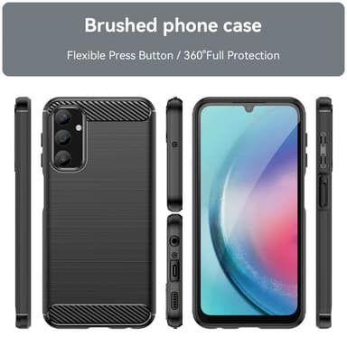 SKALO Samsung A25 5G Armor Carbon Iskunkestävä TPU suojakuori - Musta